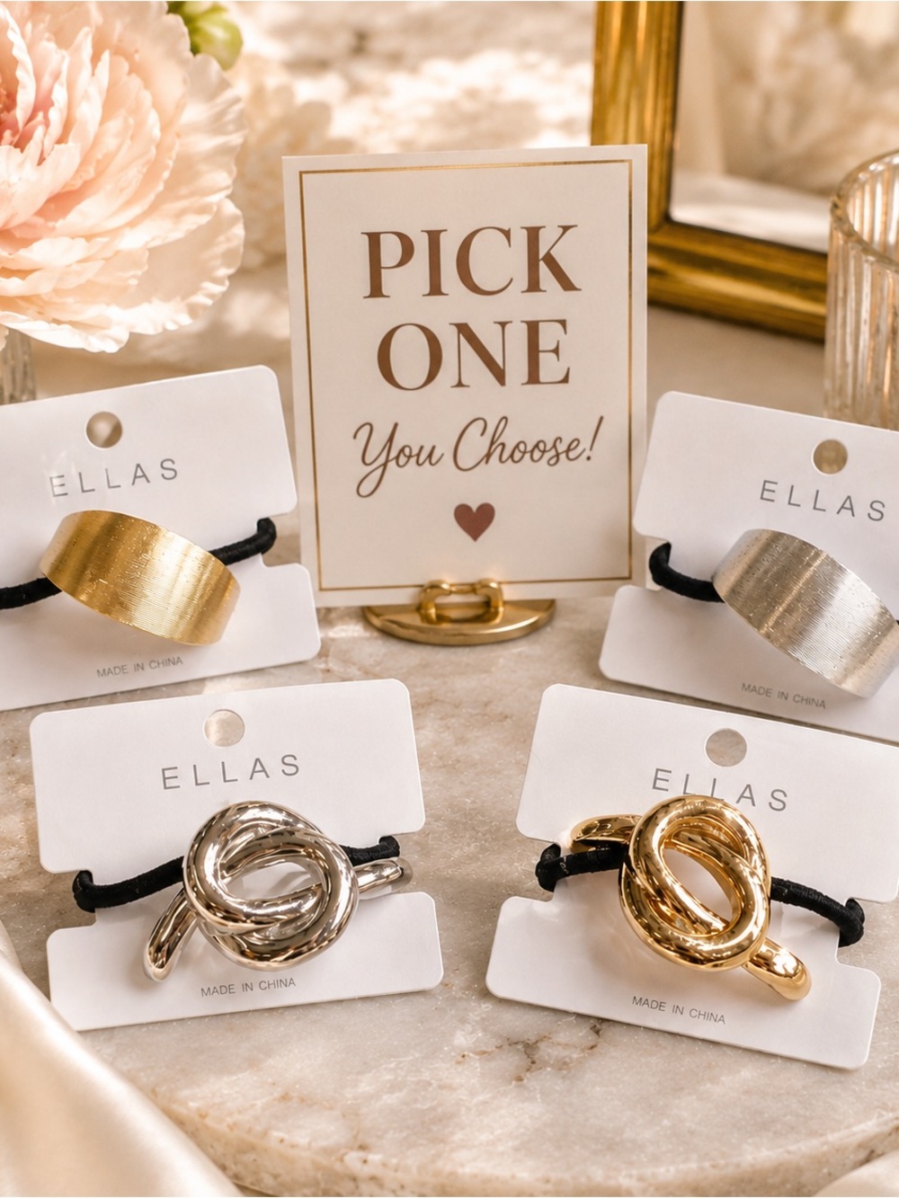 Ella Metallic Hair Ties in Gold, Silver, Pick One